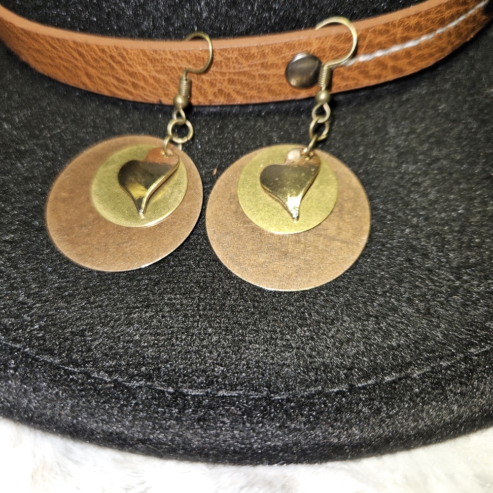 Gold layered heart drop earrings